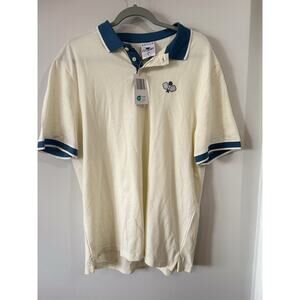 Crane Pickleball Polo Shirt L 42 - 44 White Blue Collar New with Tags